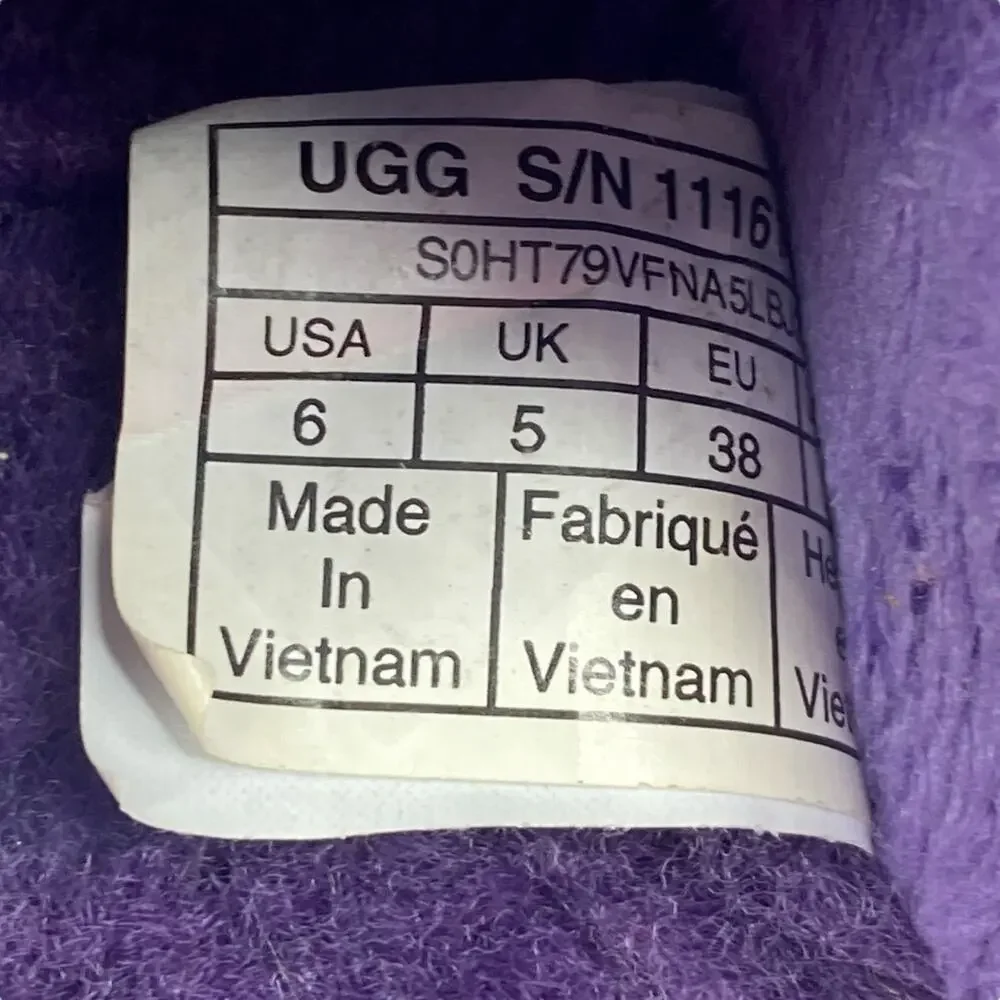 UGG Kids Fluff Yeah Purple Shearling Sandal Slipper Size US 6